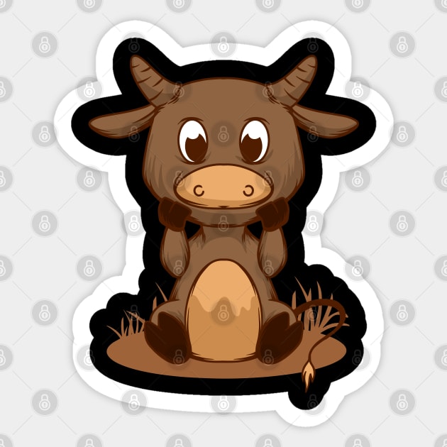 Cute Bull Cow Art | Funny Cow Graphic Cow Lover Gift Sticker by BadDesignCo